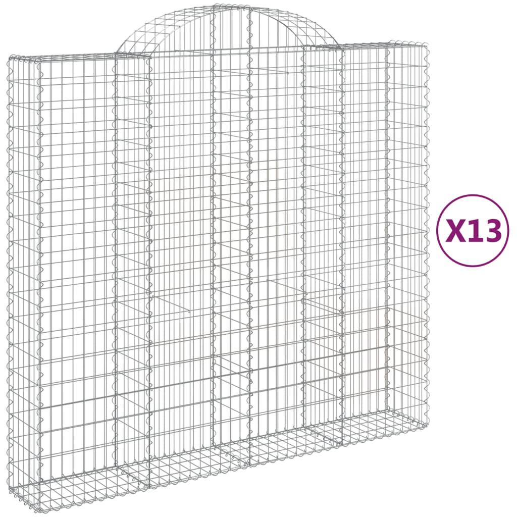 vidaXL Cestas gaviones 13 uds forma de arco hierro 200x50x180/200 cm