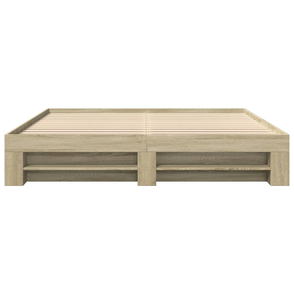 vidaXL Estructura de cama madera de ingeniería roble Sonoma 200x200 cm