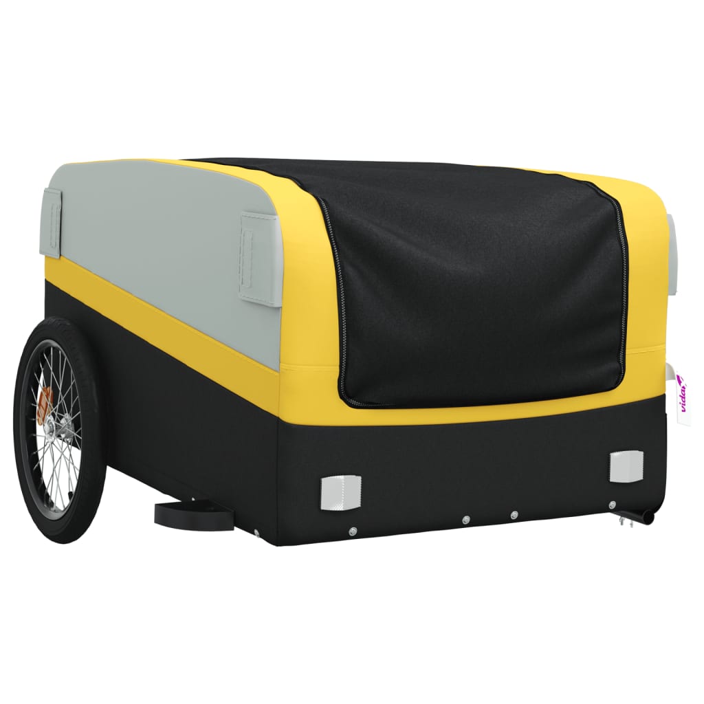 vidaXL Remolque para bicicleta hierro negro y amarillo 45 kg