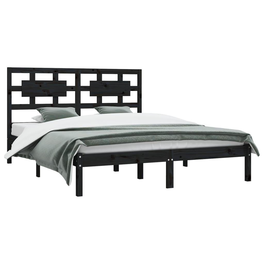 vidaXL Estructura de cama de madera maciza de pino negra 200x200 cm