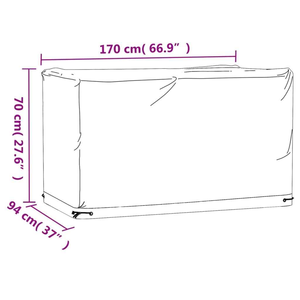 vidaXL Funda para muebles de jardín 8 ojales rectangular 170x94x70 cm