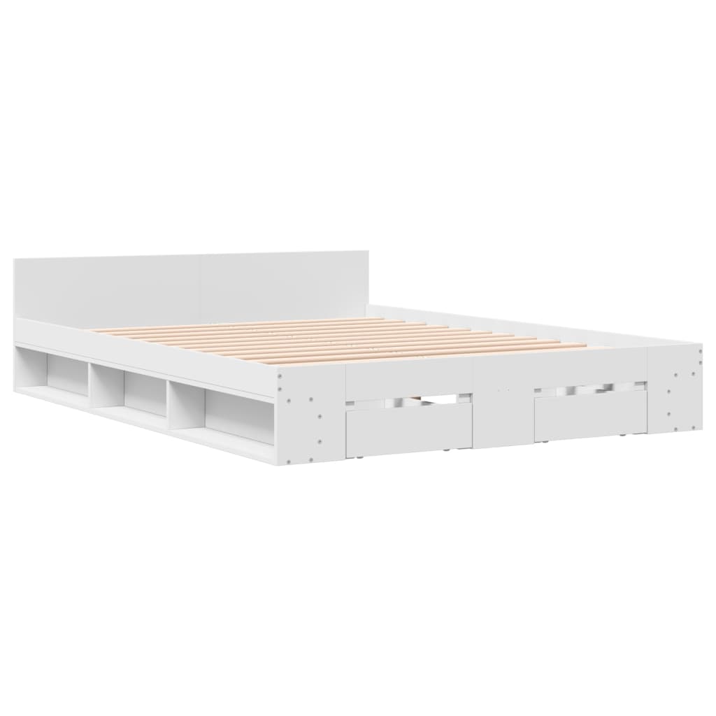 vidaXL Estructura cama con cajones madera ingeniería blanca 160x200 cm