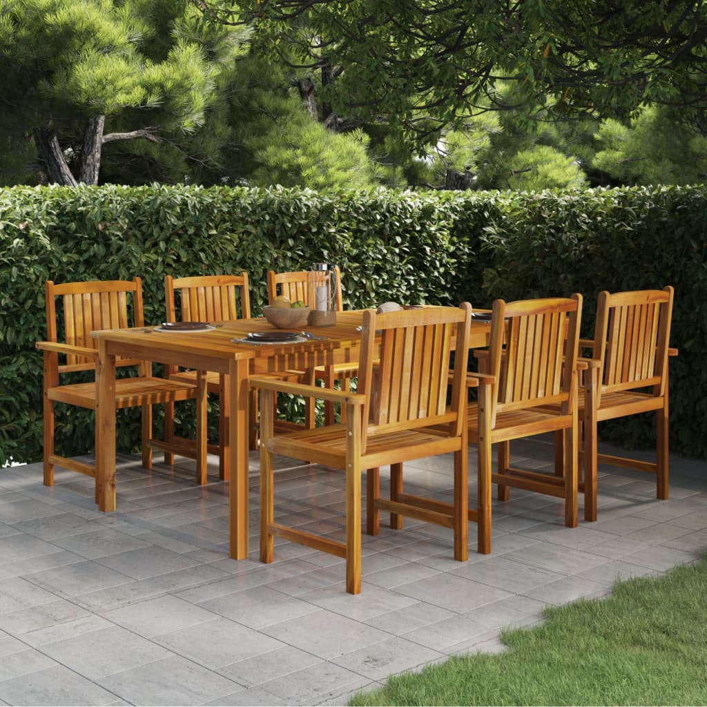 vidaXL Juego de comedor de jardín 7 piezas madera maciza de acacia