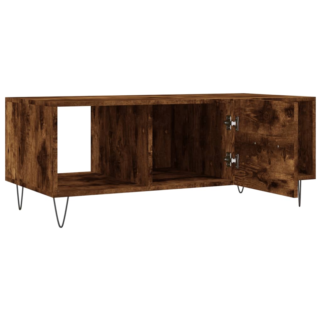 vidaXL Mesa de centro madera contrachapada roble ahumado 102x50x40 cm