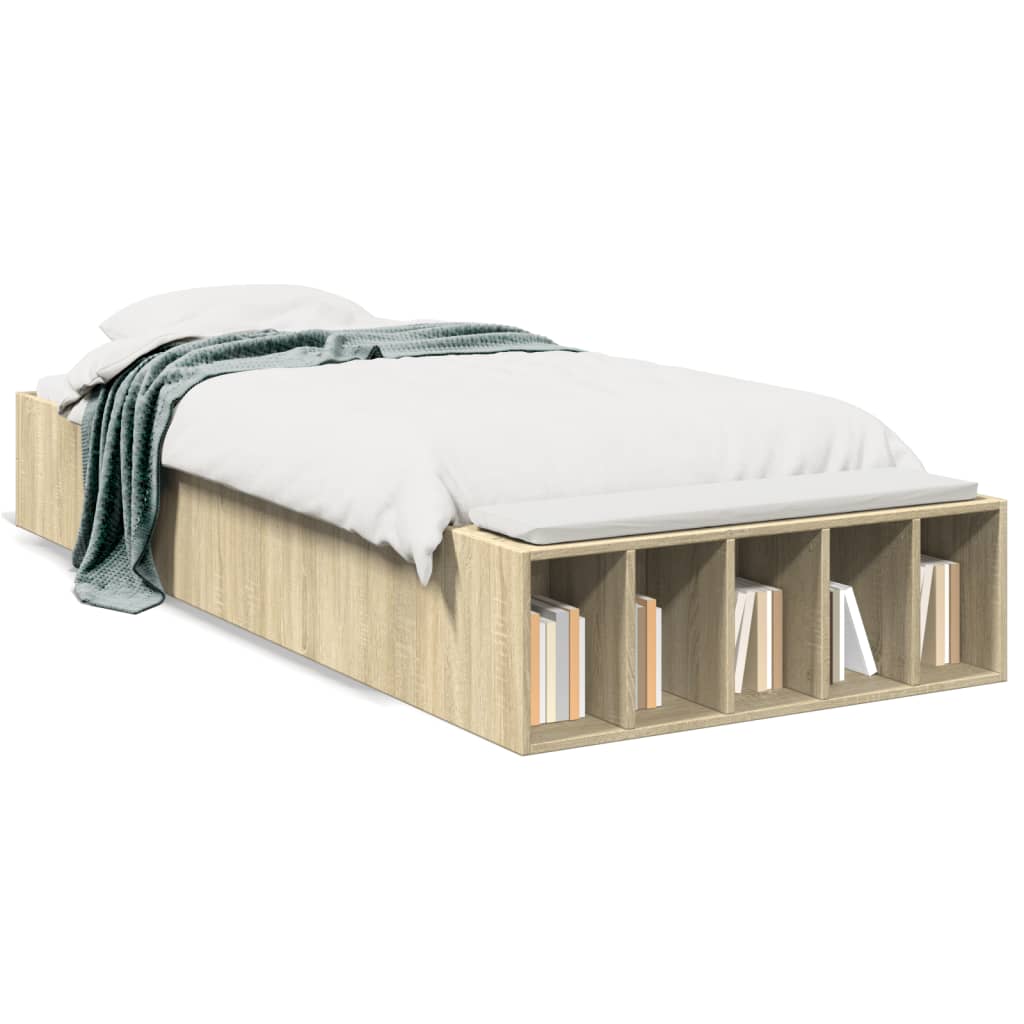 vidaXL Estructura de cama madera de ingeniería roble Sonoma 75x190 cm