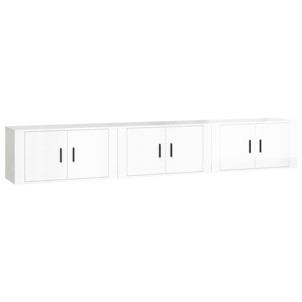 vidaXL Muebles para TV de pared 3 uds blanco brillante 80x34,5x40 cm