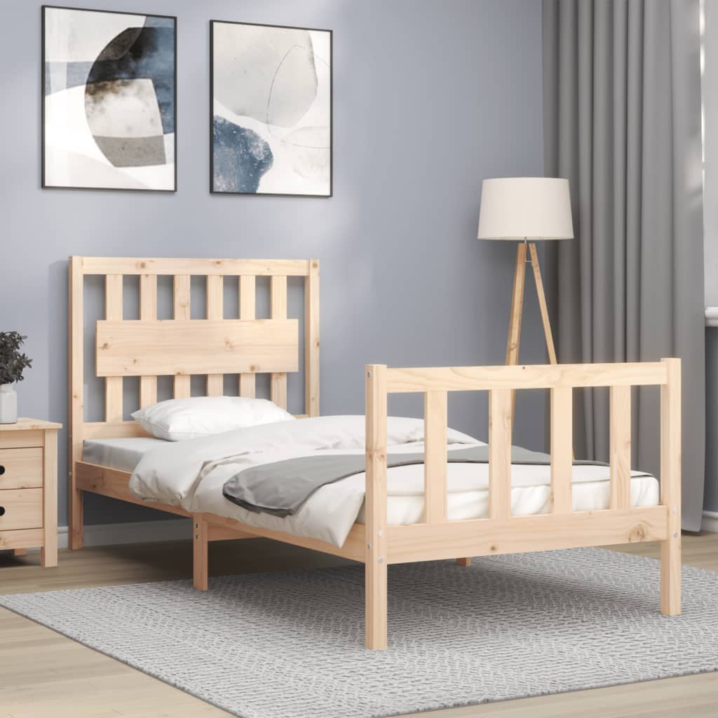 vidaXL Estructura de cama con cabecero madera maciza