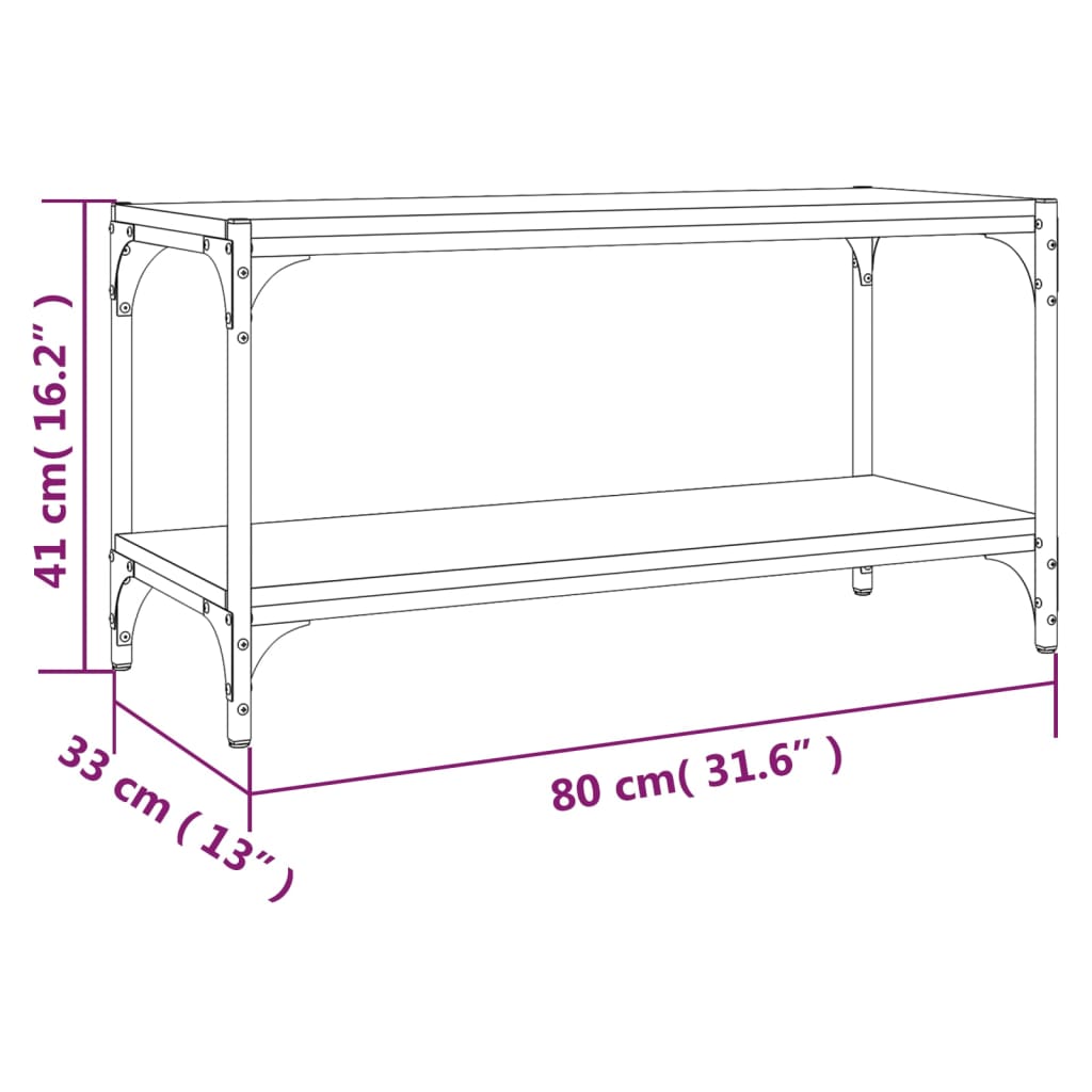 vidaXL Mueble para TV contrachapada y acero roble Sonoma 80x33x41 cm