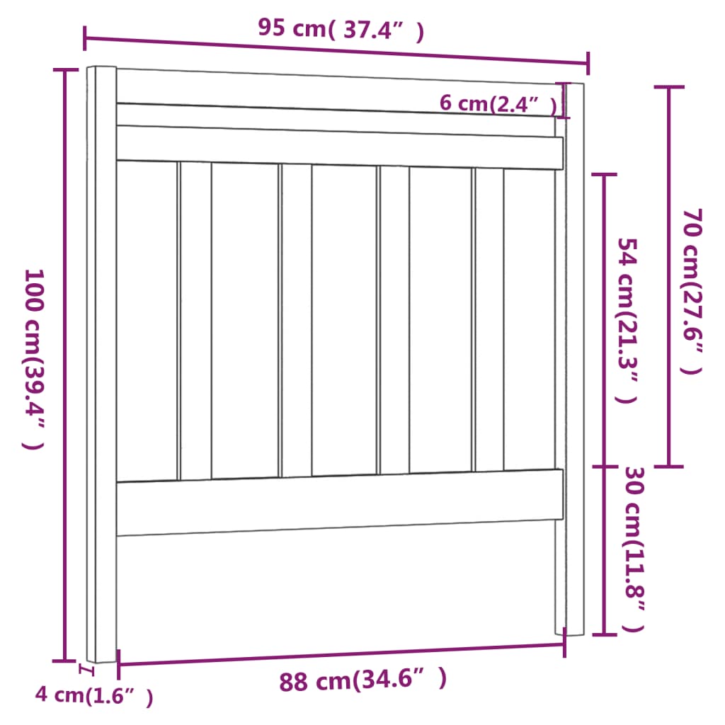 vidaXL Cabecero de cama madera maciza de pino blanco 95x4x100 cm