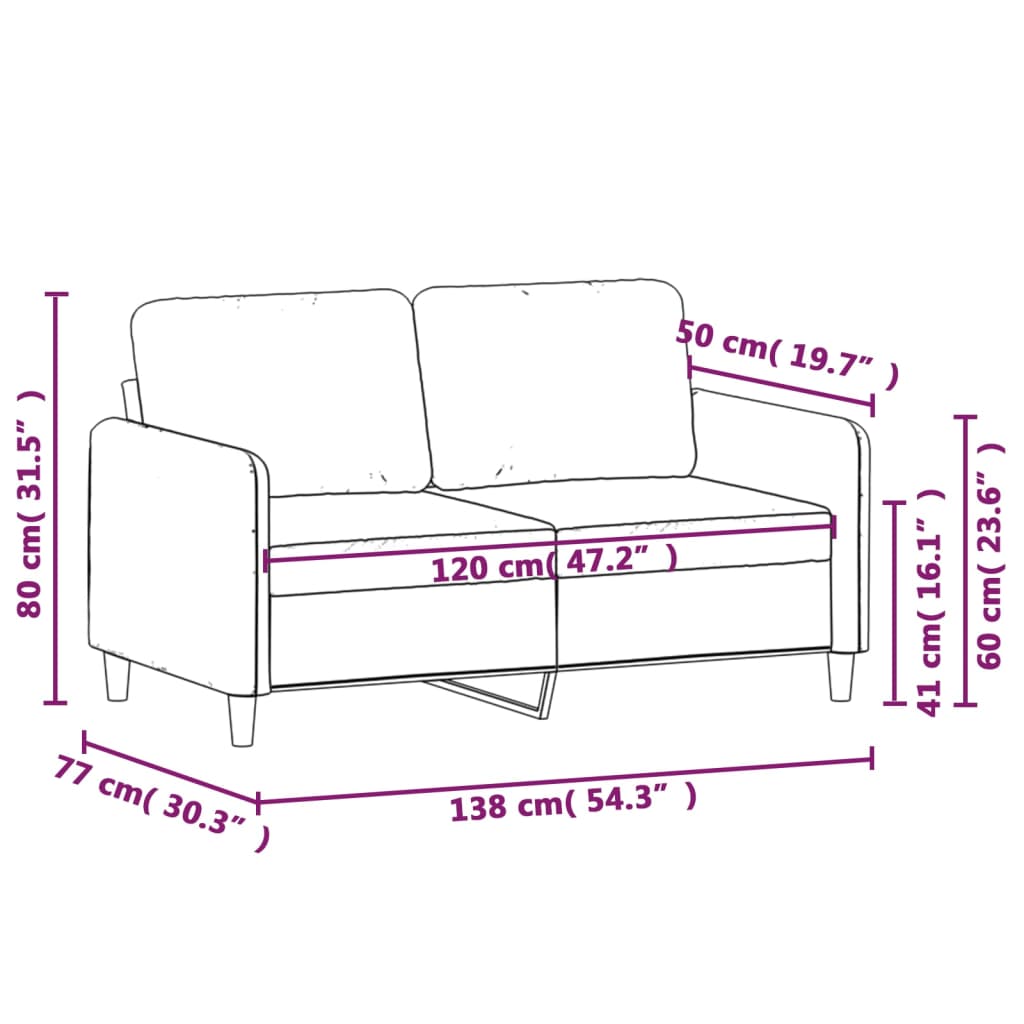 vidaXL Sofá de 2 plazas de tela gris claro 120 cm