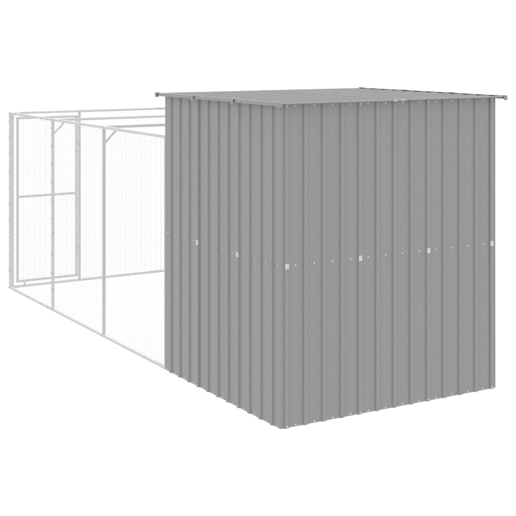 vidaXL Caseta perros corral acero galvanizado gris claro 165x455x181cm