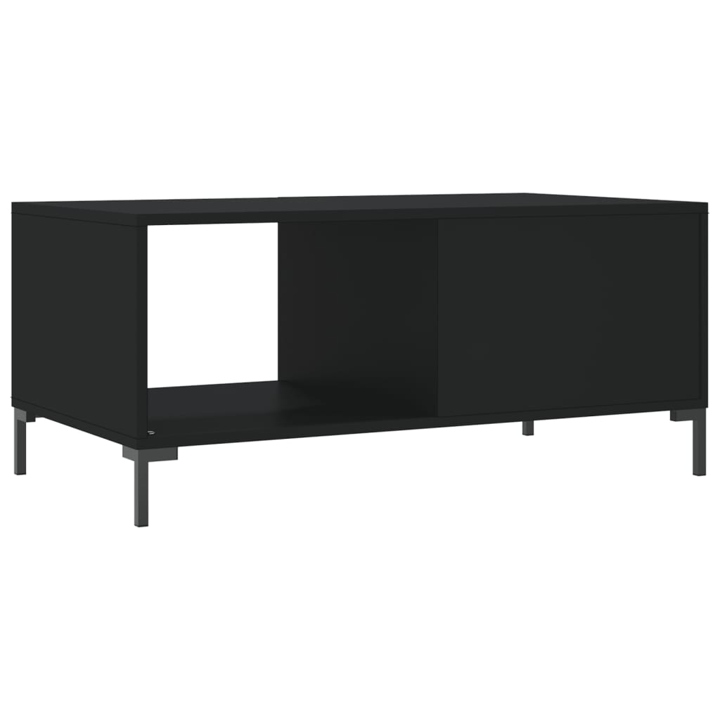 vidaXL Mesa de centro madera contrachapada negro 90x50x40 cm