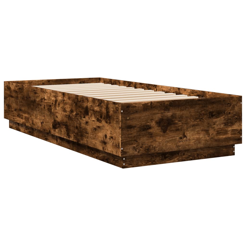 vidaXL Estructura de cama madera de ingeniería roble ahumado 90x200 cm