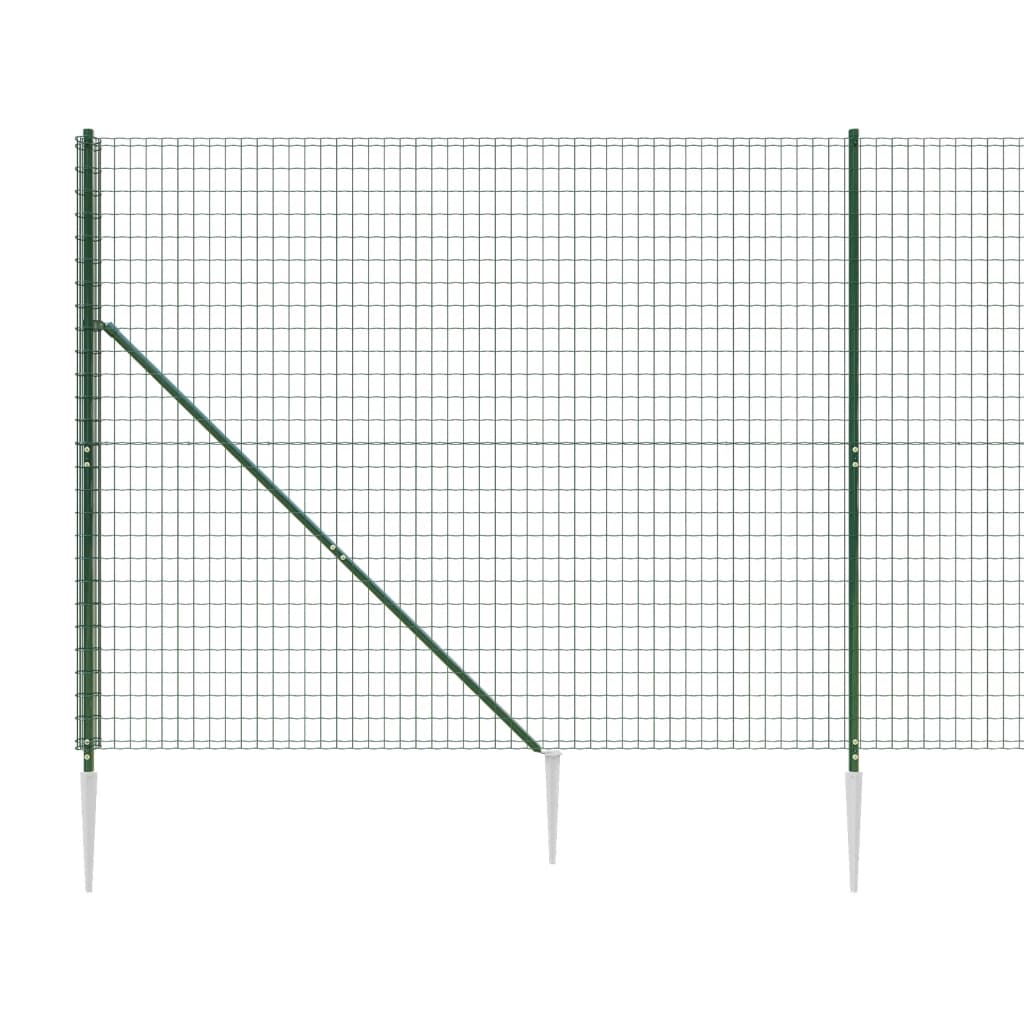 vidaXL Cerca de alambre con pinchos de anclaje verde 2,2x25 m