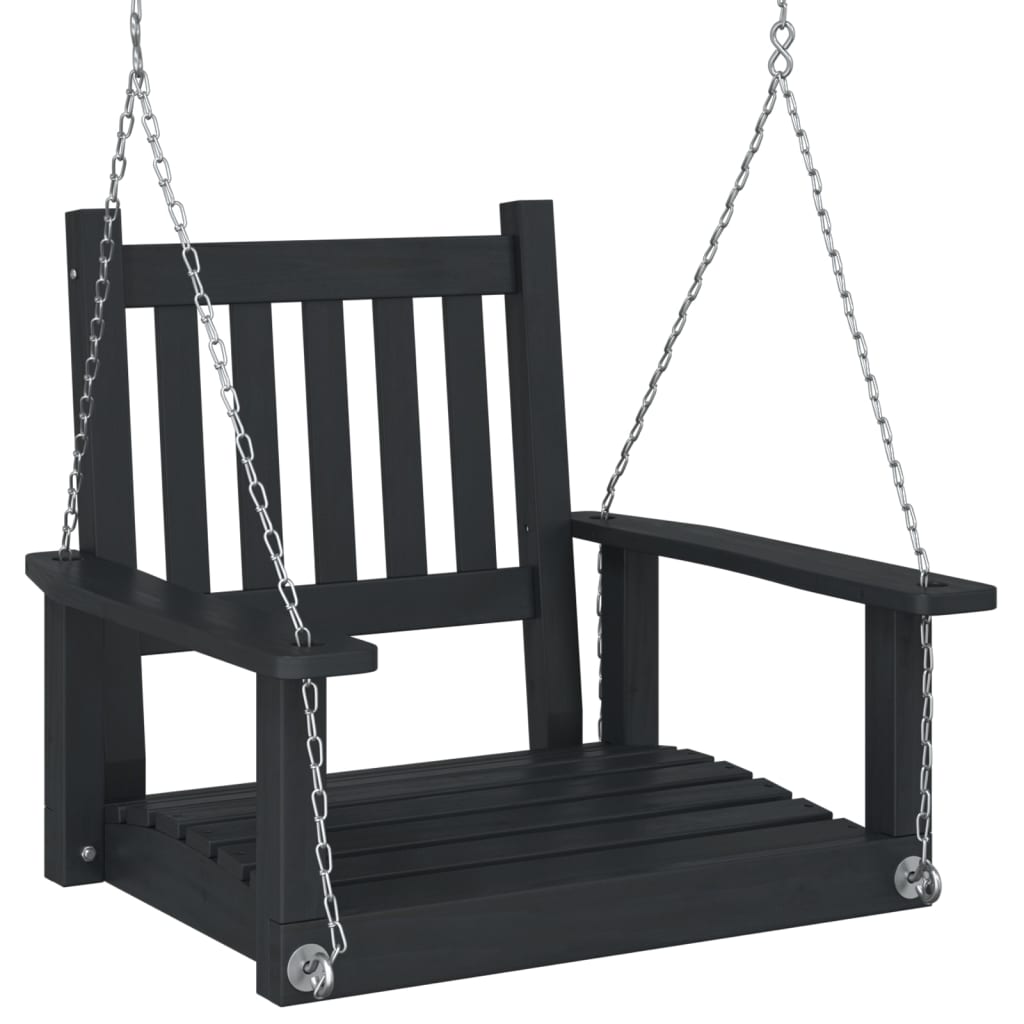 vidaXL Silla columpio jardín con cadenas de metal madera abeto negro