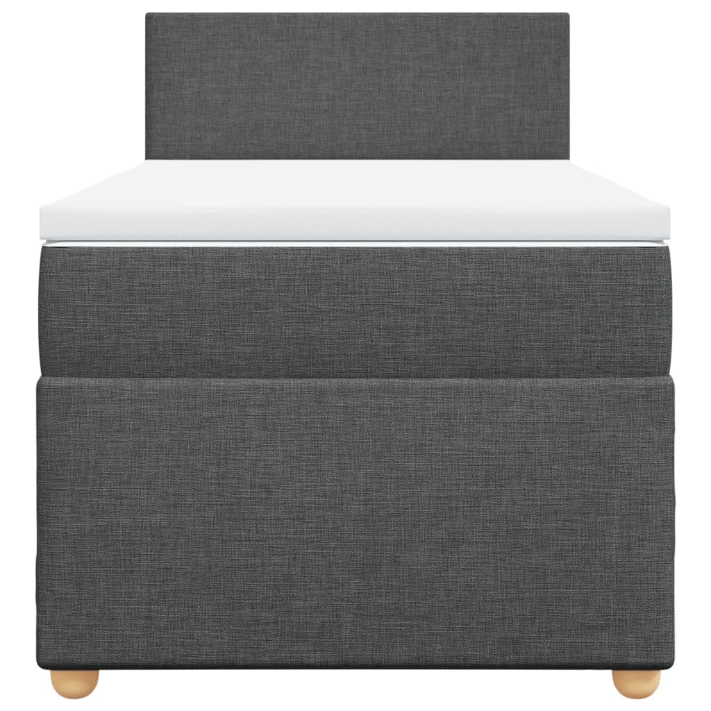 vidaXL Cama box spring individual con colchón tela gris oscuro