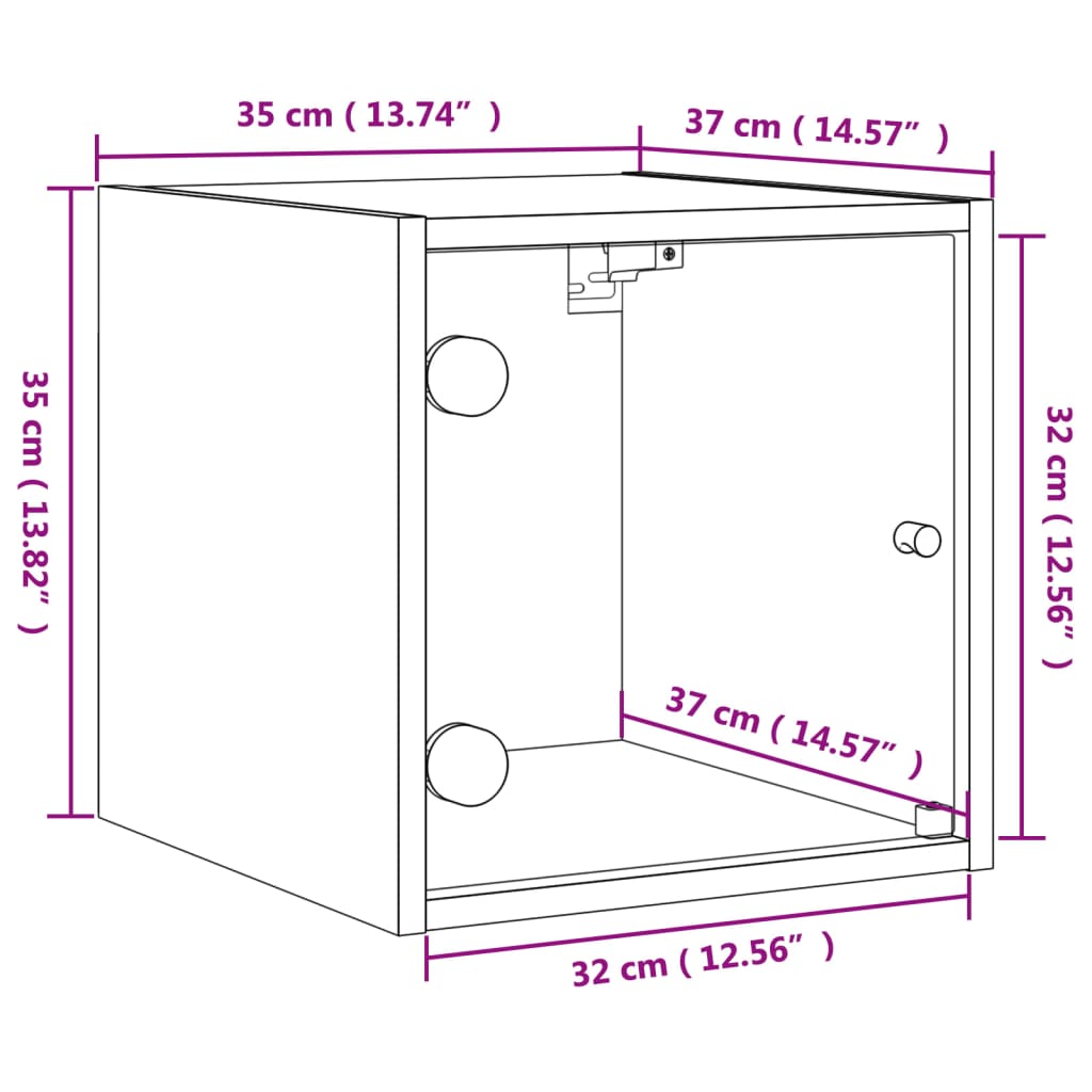 vidaXL Mesita de noche con puerta de vidrio roble marrón 35x37x35 cm