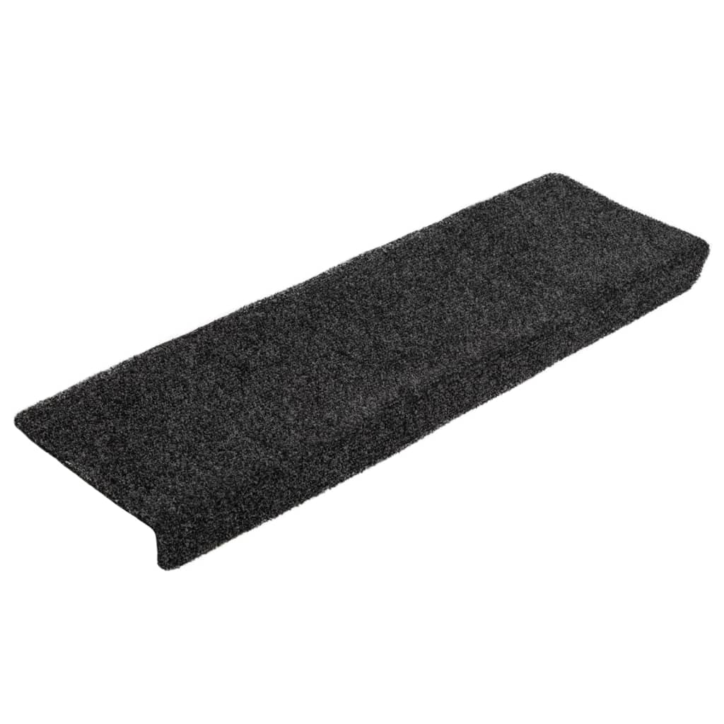 vidaXL Alfombrillas de escalera 5 unidades negro 65x21x4 cm