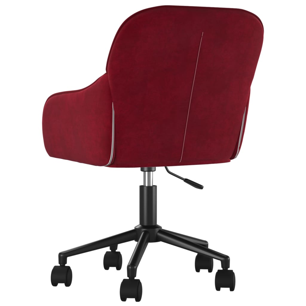 vidaXL Silla de oficina giratoria de terciopelo rojo tinto