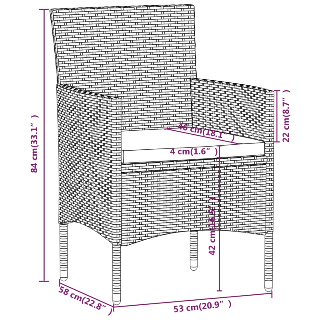 vidaXL Set comedor jardín 5 pzas ratán sintético vidrio templado negro