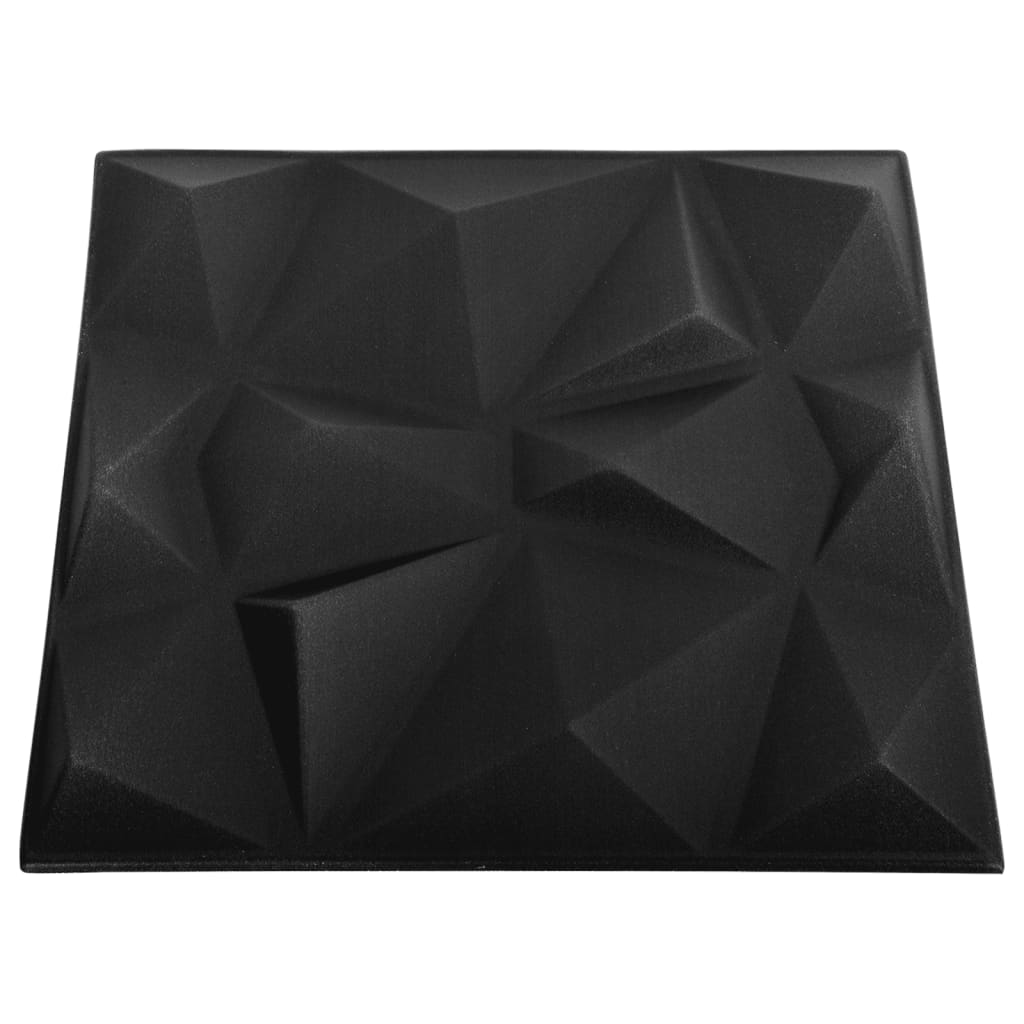vidaXL Paneles de pared 3D 48 unidades 50x50 cm negro diamante 12 m²