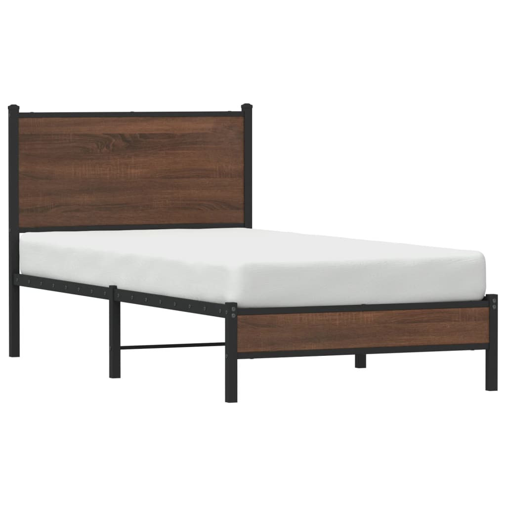 vidaXL Estructura de cama sin colchón metal marrón roble 90x200 cm