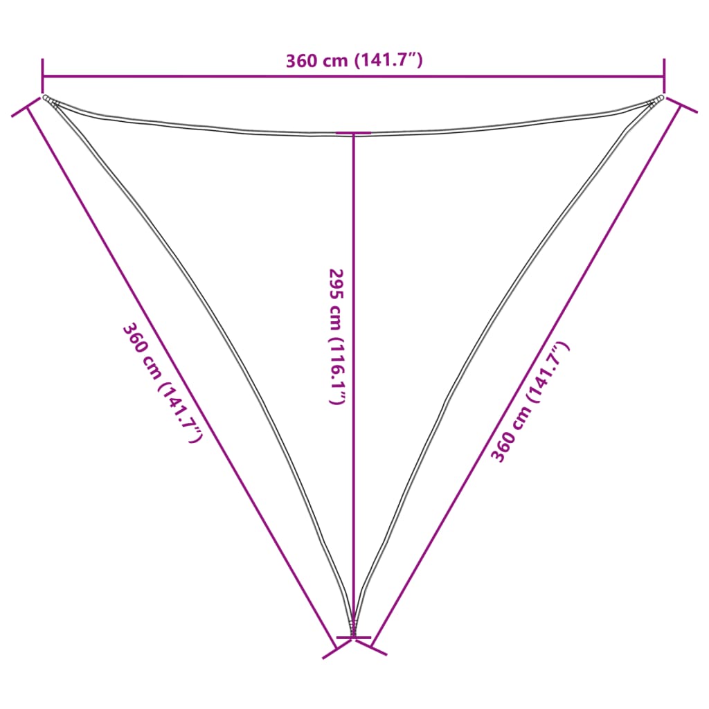 vidaXL Toldo de vela triangular tela Oxford color crema 3,6x3,6x3,6 m