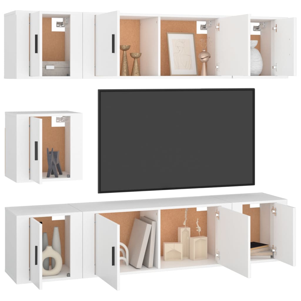 vidaXL Set de muebles para TV 7 piezas madera contrachapada blanco