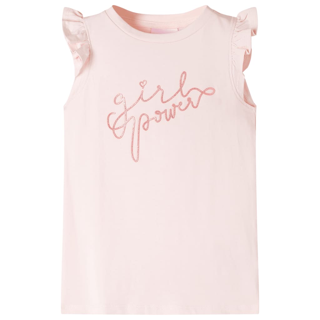 Camiseta infantil de manga volante rosa suave 92