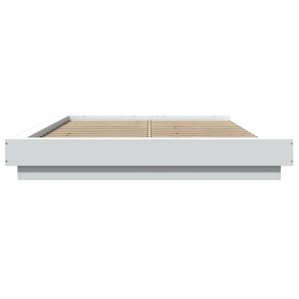 vidaXL Estructura de cama con LED madera ingeniería blanco 135x190 cm