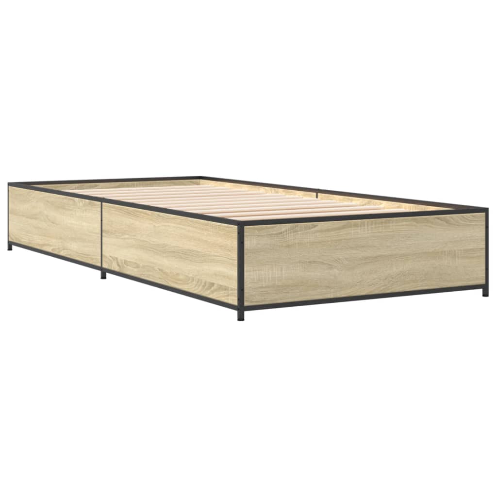 vidaXL Estructura cama madera ingeniería metal roble Sonoma 90x190 cm