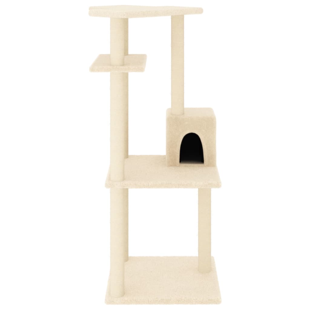 vidaXL Rascador para gatos con postes de sisal color crema 123 cm