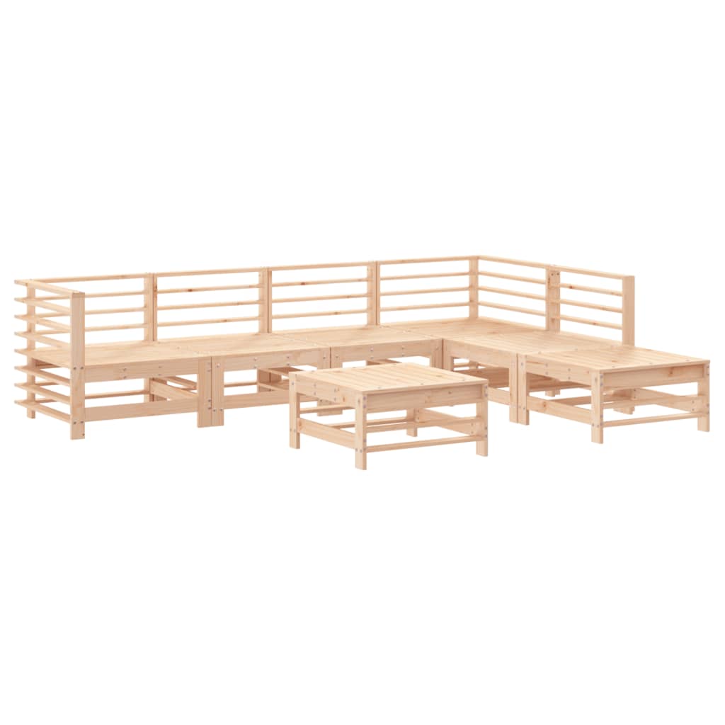 vidaXL Juego de muebles de jardín 7 piezas y cojines madera maciza