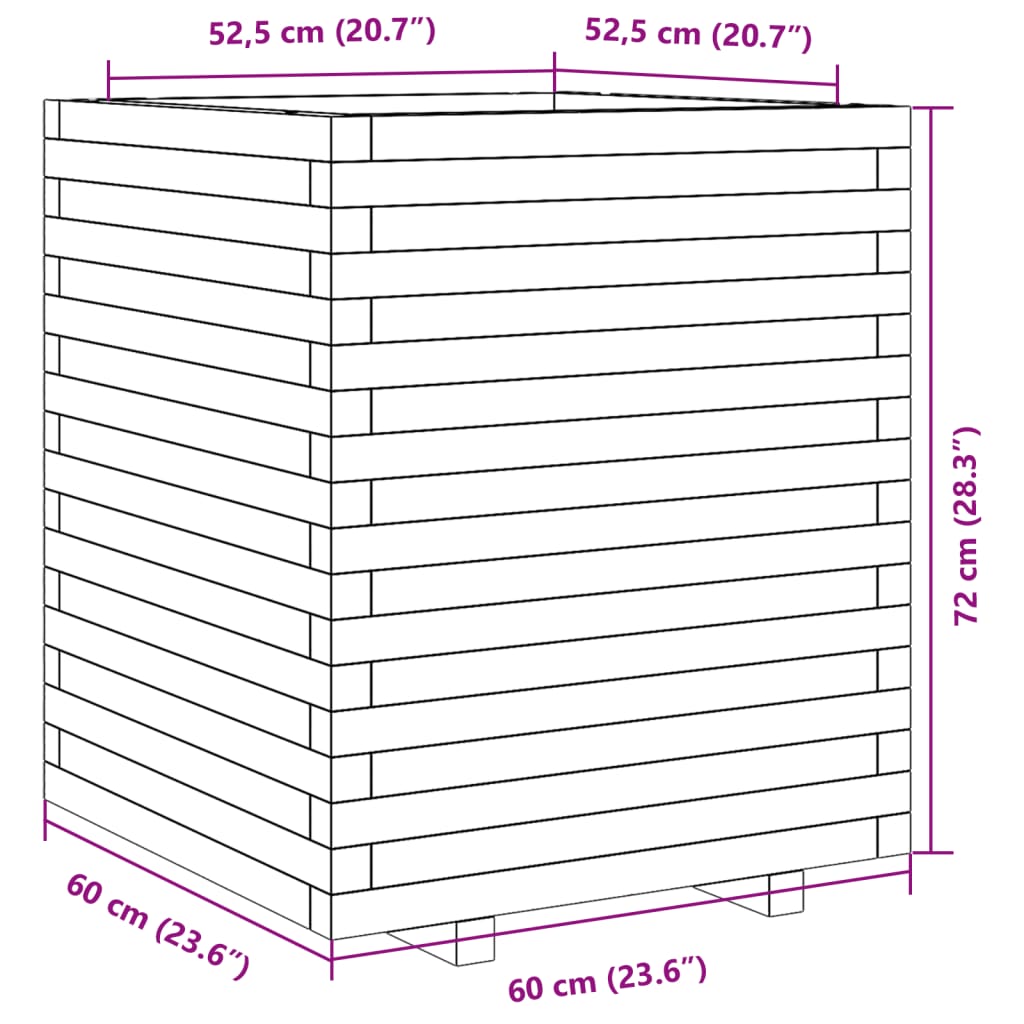 vidaXL Jardinera madera de pino impregnada 60x60x72 cm