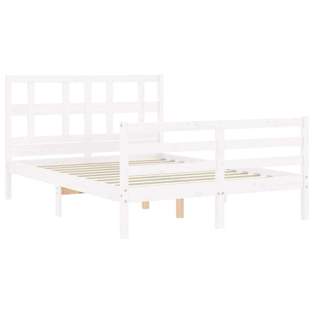 vidaXL Estructura de cama con cabecero madera maciza blanco 120x200 cm