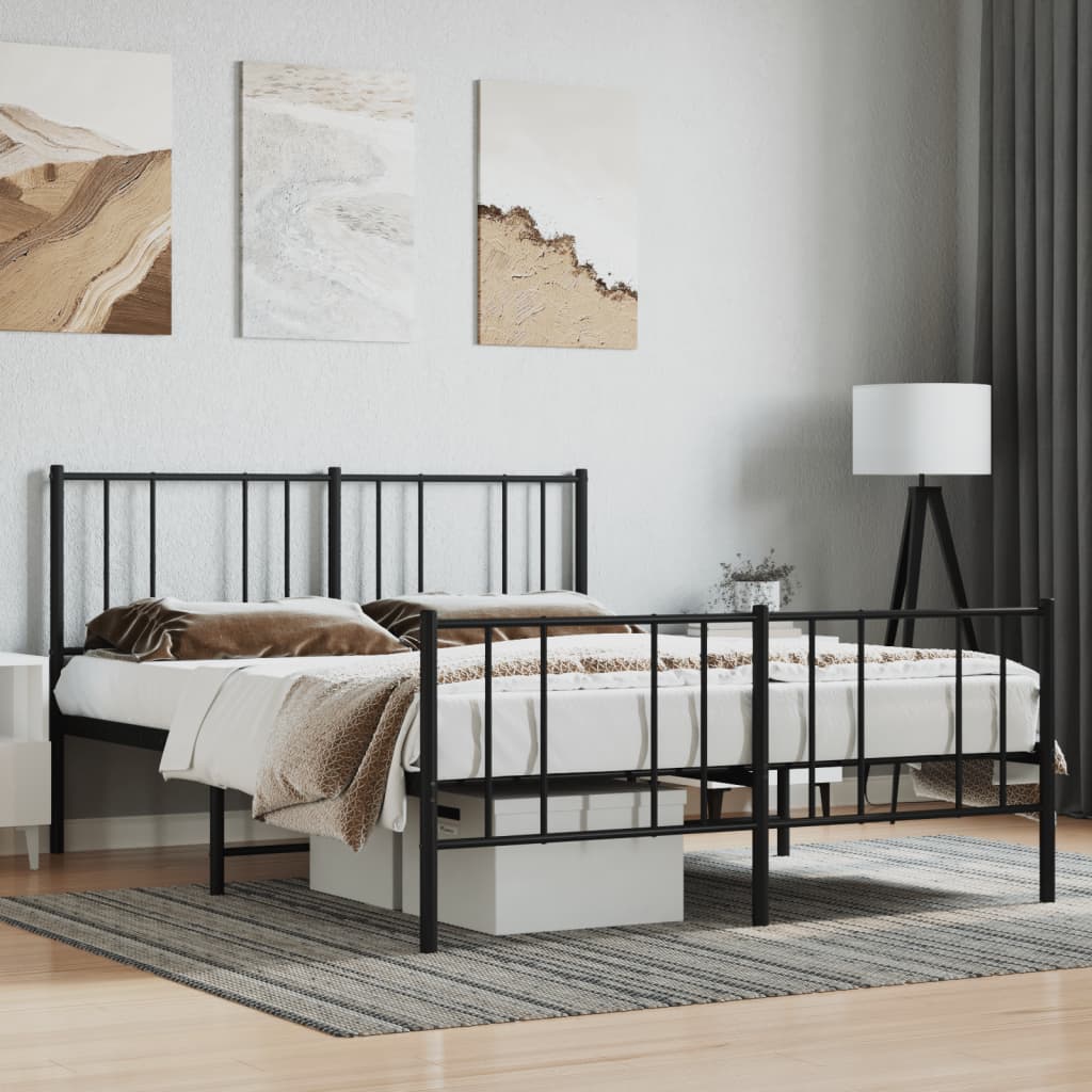 vidaXL Estructura cama sin colchón con estribo metal negro 140x190 cm