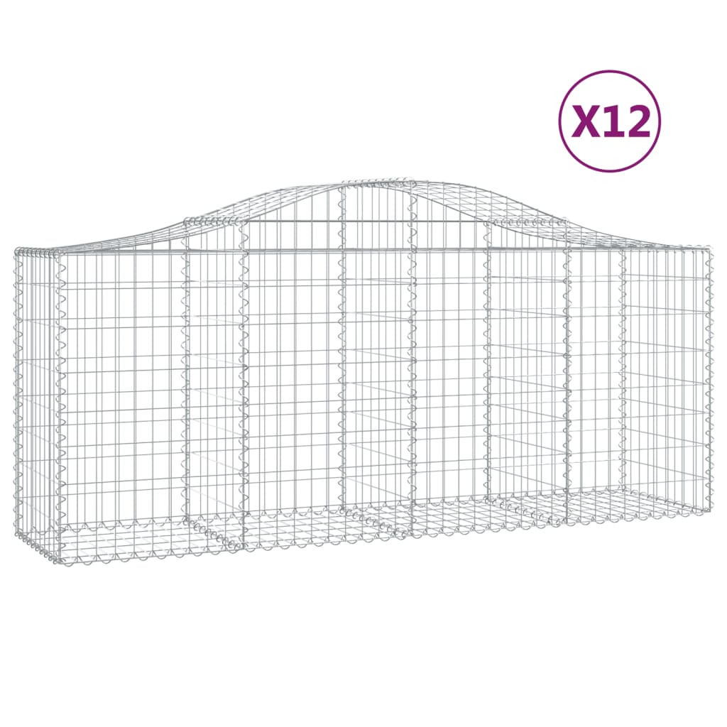 vidaXL Cestas de gaviones 12 uds forma de arco hierro 200x50x80/100 cm