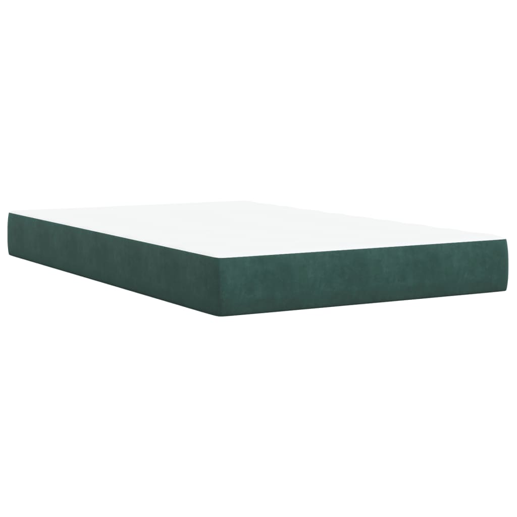 vidaXL Cama box spring con colchón terciopelo verde oscuro 120x190 cm