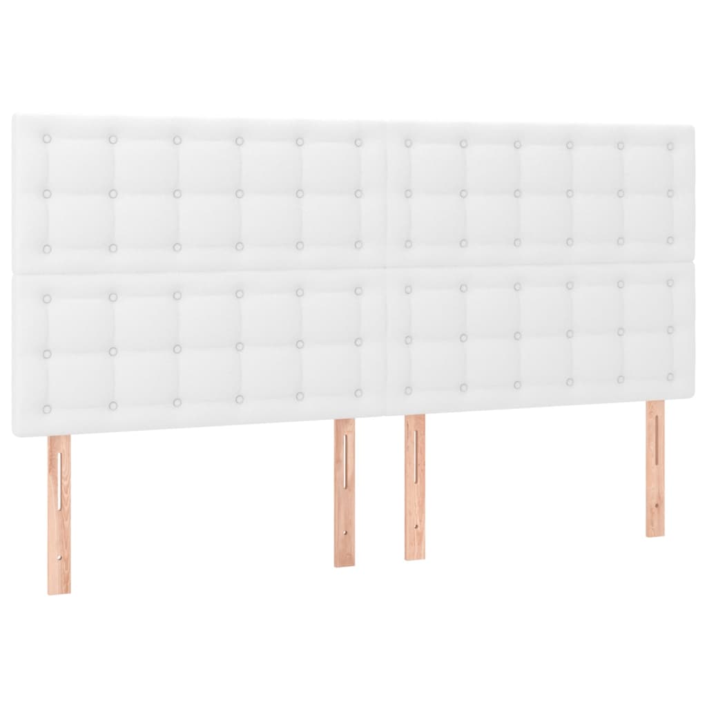 vidaXL Cama box spring colchón y LED cuero sintético blanco 180x200 cm