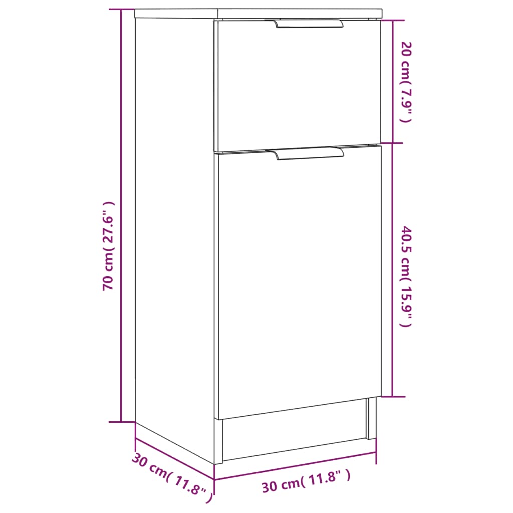 vidaXL Aparador de madera contrachapada gris Sonoma 30x30x70 cm