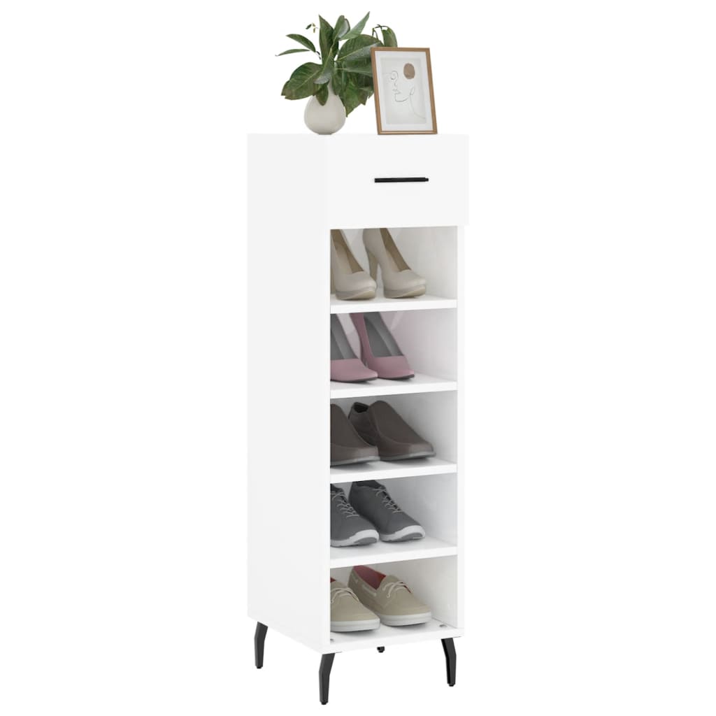 vidaXL Mueble zapatero madera contrachapada blanco brillo 30x35x105 cm