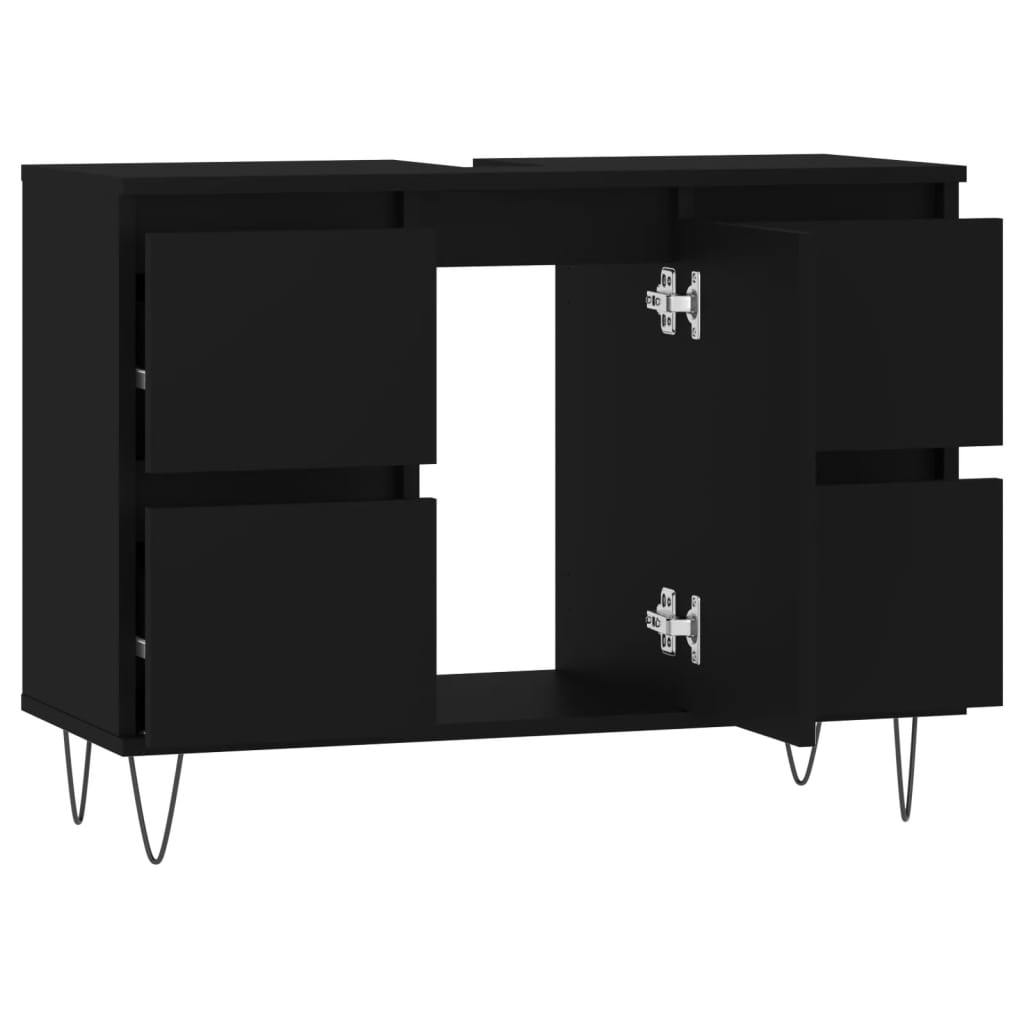 vidaXL Mueble de baño madera de ingeniería negro 80x33x60 cm