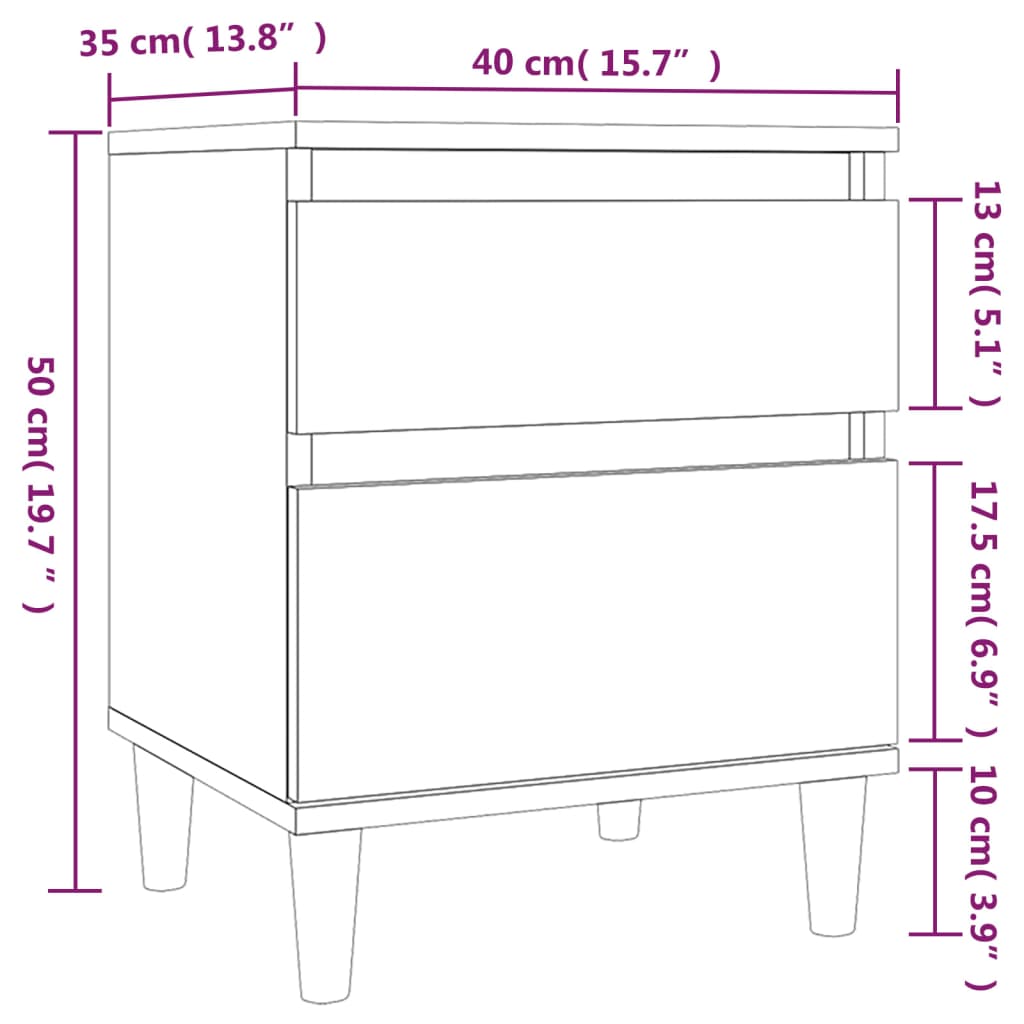 vidaXL Mesita de noche roble Sonoma 40x35x50 cm