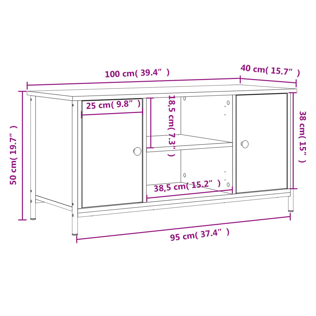 vidaXL Mueble para TV madera contrachapada marrón roble 100x40x50 cm