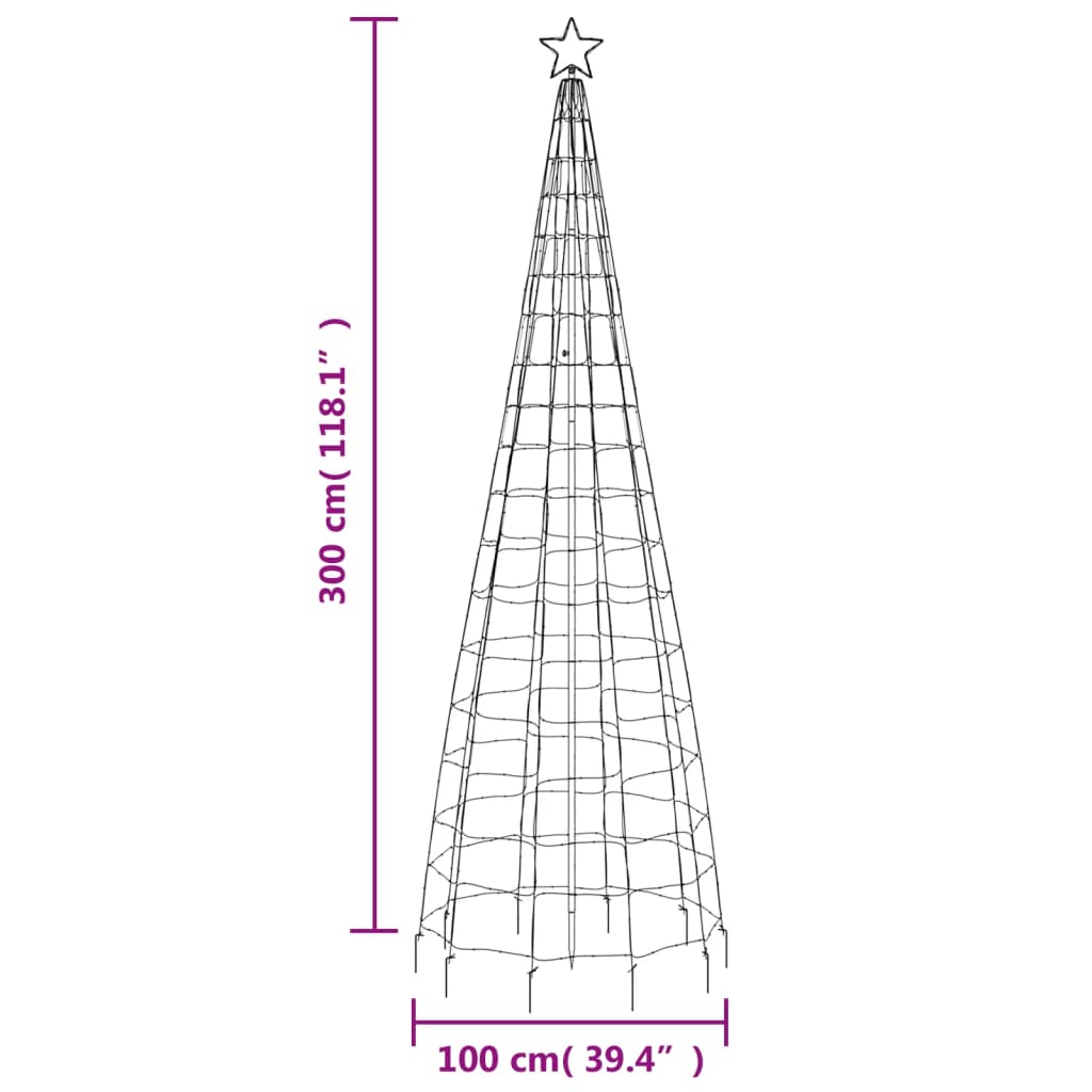 vidaXL Árbol de Navidad cono con estacas 570 LEDs blanco frío 300 cm