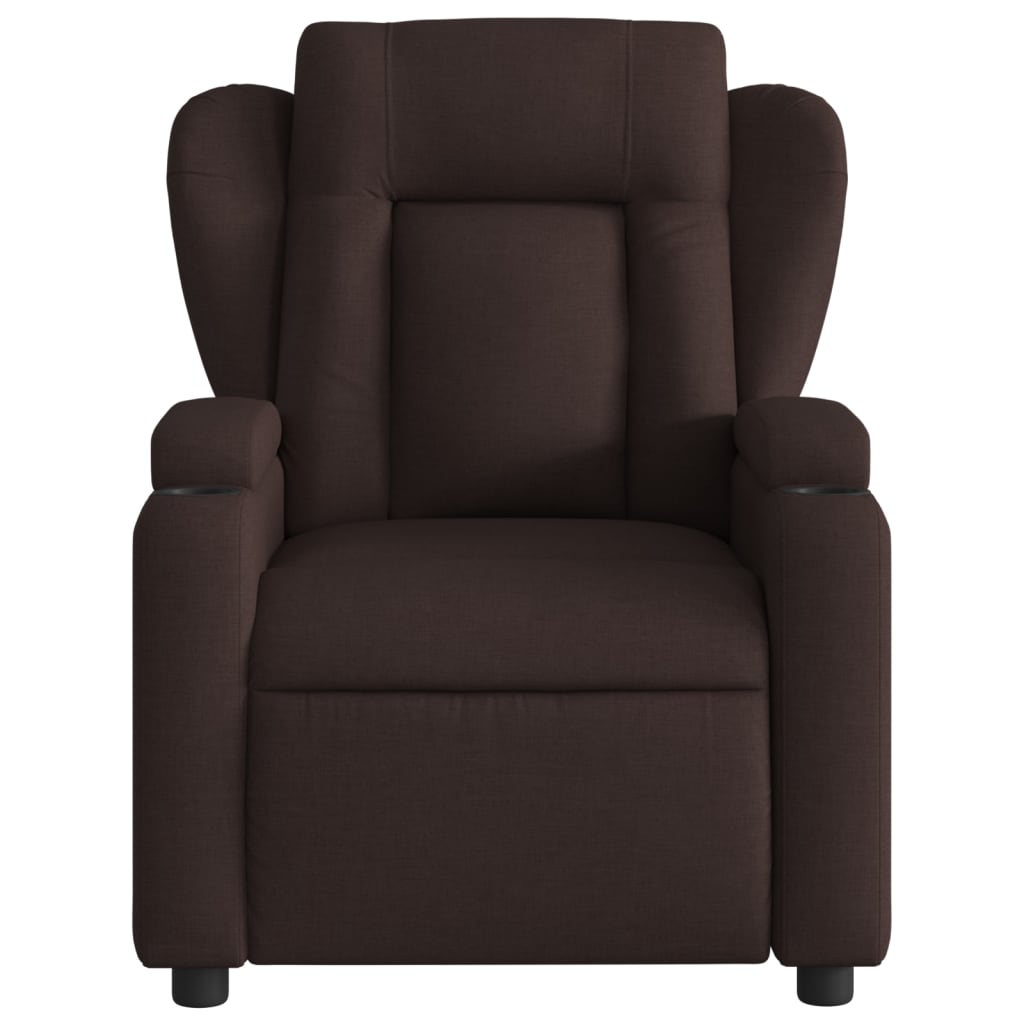 vidaXL Sillón reclinable eléctrico tela marrón oscuro