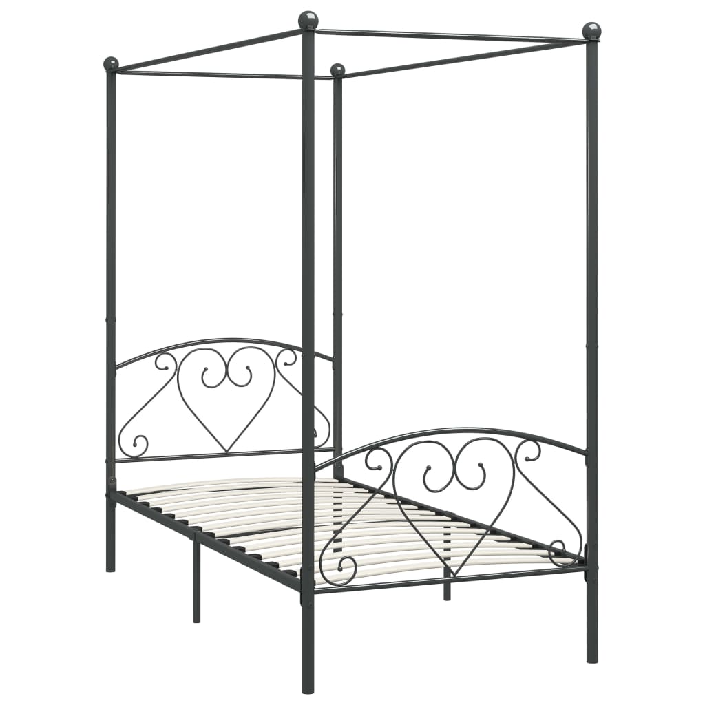 vidaXL Estructura cama con dosel sin colchón metal gris 100x200 cm