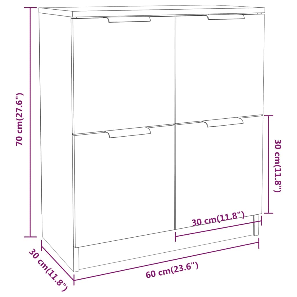 vidaXL Aparadores 2 unidades madera contrachapada blanco 60x30x70 cm