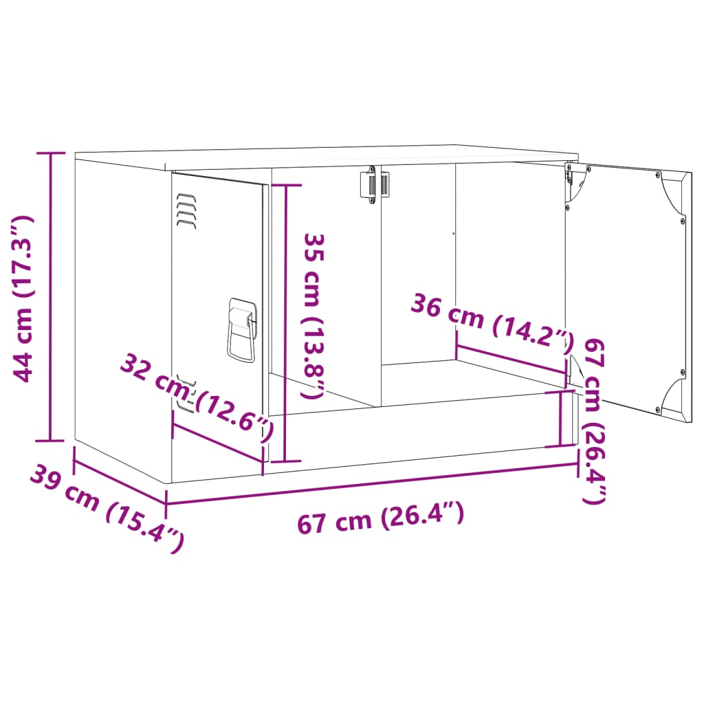 vidaXL Mueble para TV de acero rosa 67x39x44 cm