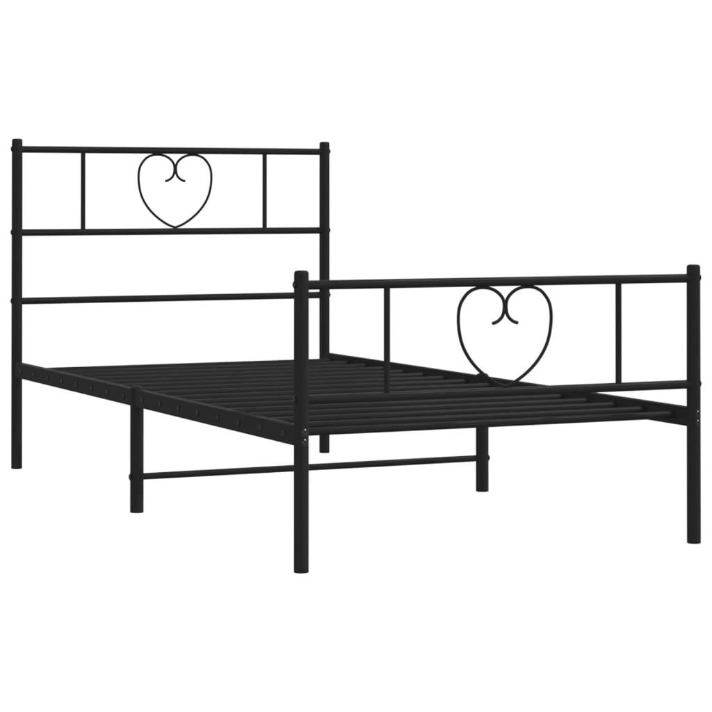 vidaXL Estructura cama sin colchón con estribo metal negro 100x190 cm